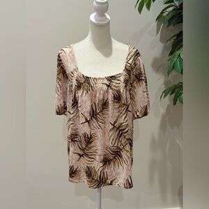 Lavish Pink Blouse with Leaf Print